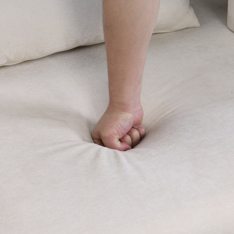 Modern Armchair Lounge Chair Sofa Chair with Built-In Storage, Wooden Table Armrest, Extra-Wide Seat