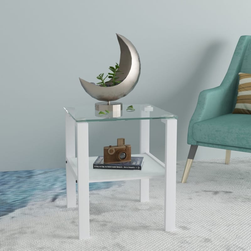 2-Piece 2-Layer Glass Side Table