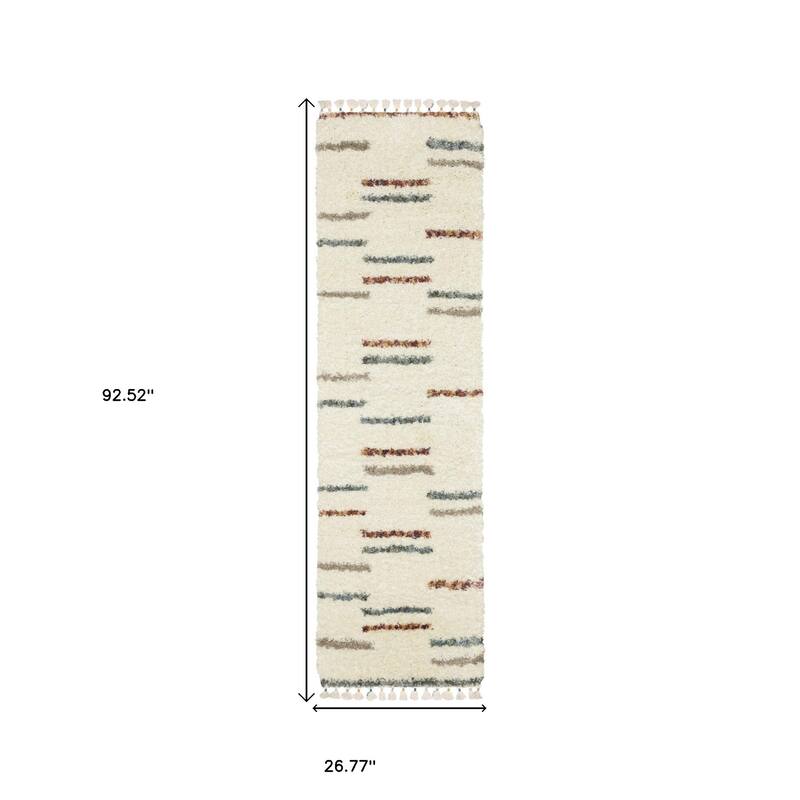 HomeRootsStriped Transitional Runner Area Rug - 92.52' X '26.77' X '1.77