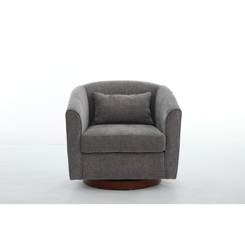 Swivel Wide Upholstered Sofa Chairs with Wood Base Side