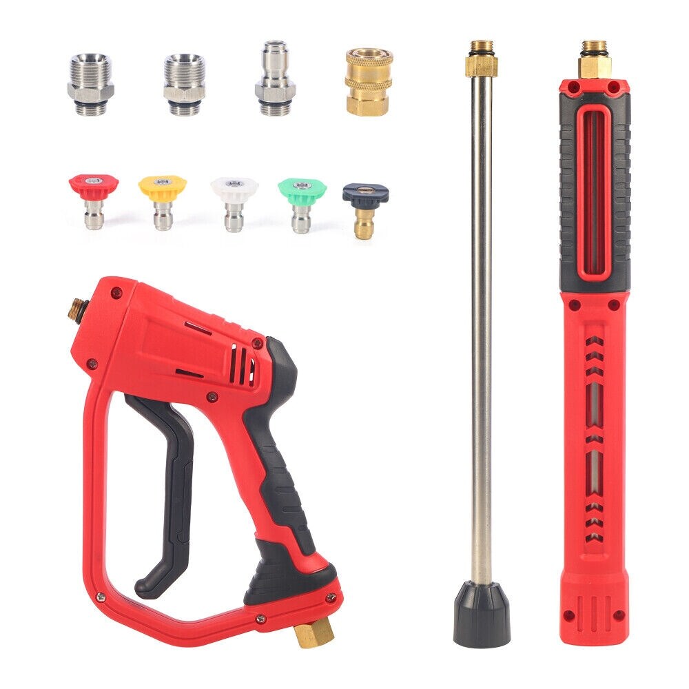4000 PSI Pressure Washer Gun Kit – Long Sprayer, 5 Nozzles, M22 14mm, Quick Connect