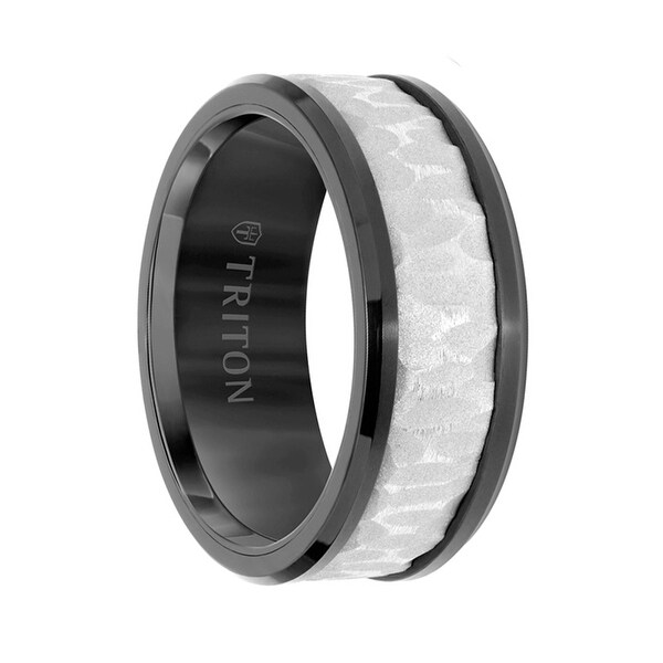 Shop Black Tungsten Two-Tone Polished Beveled Edges Men's ...