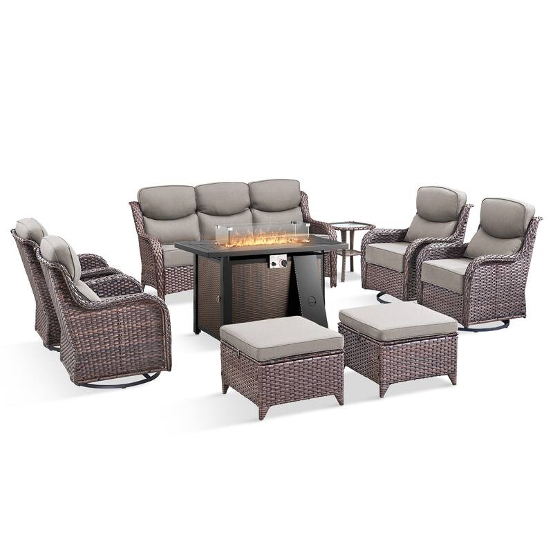 Pocassy Patio Furniture Set with 43 inch Fire Pit Table