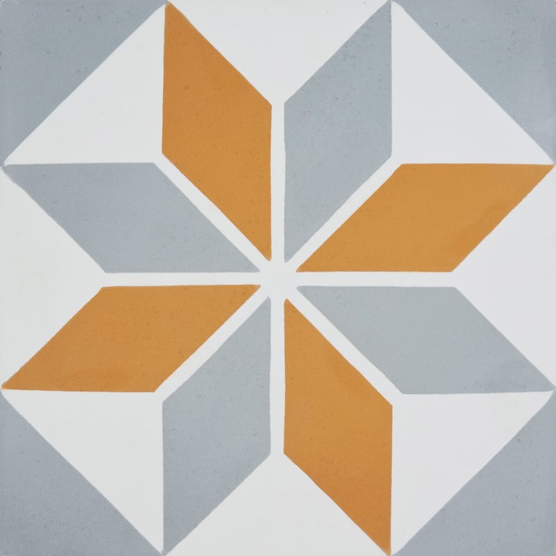 Assila Handmade Cement Tile, 8x8, Orange-Grey