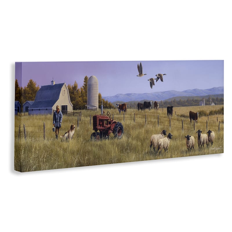 Stupell Geese Over Lush Farm Scene Canvas Wall Art Design By Frank Parker (Young)