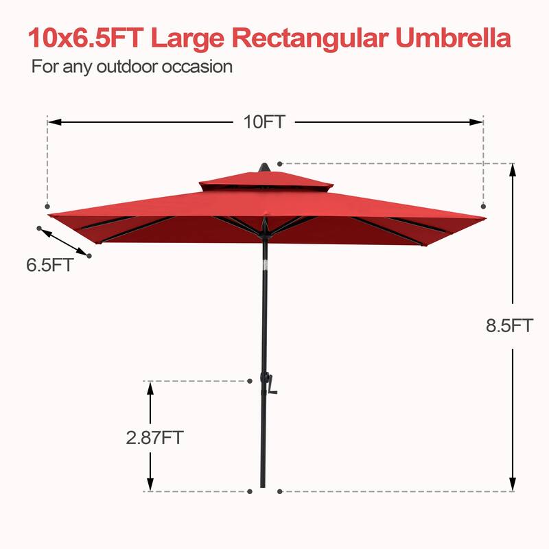 Pellebant Outdoor 10 x 6.5 Ft Market Umbrella with Double Top