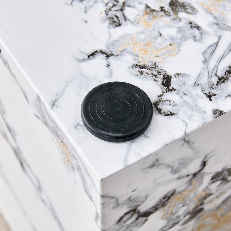 Modern Accent Table Cube Coffee Table with Faux Marble Patterned, End Table Dining Table for Living Room