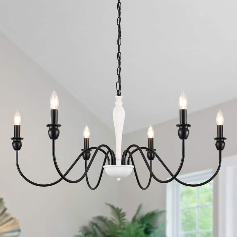 6-Light W36.2" x H74.8" Dimmable Chandelier Light for Kitchen Island Bedroom