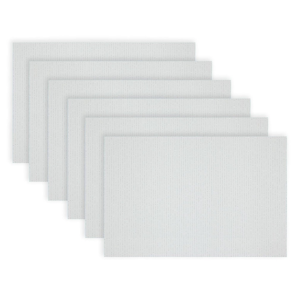 Dainty Home Natural Shimmer Woven Vinyl Reversible Placemat Set Of 6 - 12" x 18"
