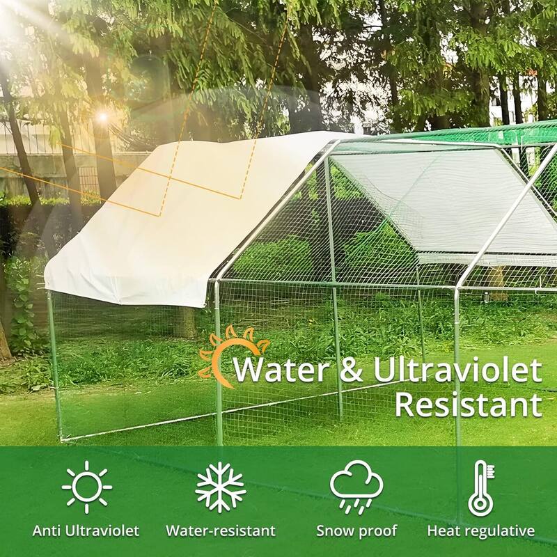 Large Metal Chicken Coop, with Waterproof Roof Cover