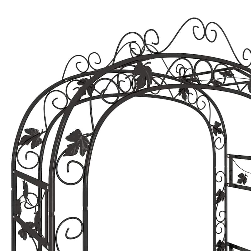 vidaXL Garden Arch Black Powder-Coated Steel Large Decorative Inlays