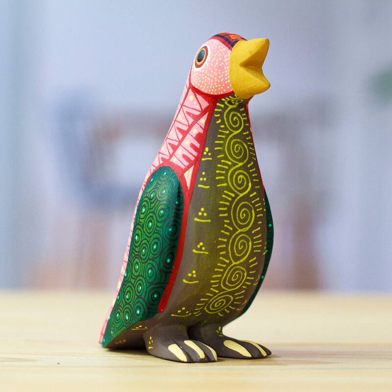 Novica Handmade Green Antarctica Wood Alebrije Sculpture