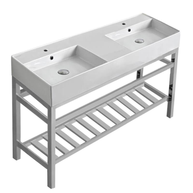 Nameeks Scarabeo 5143-CON2-Two Hole Teorema 2 47-13/16" Rectangular - White