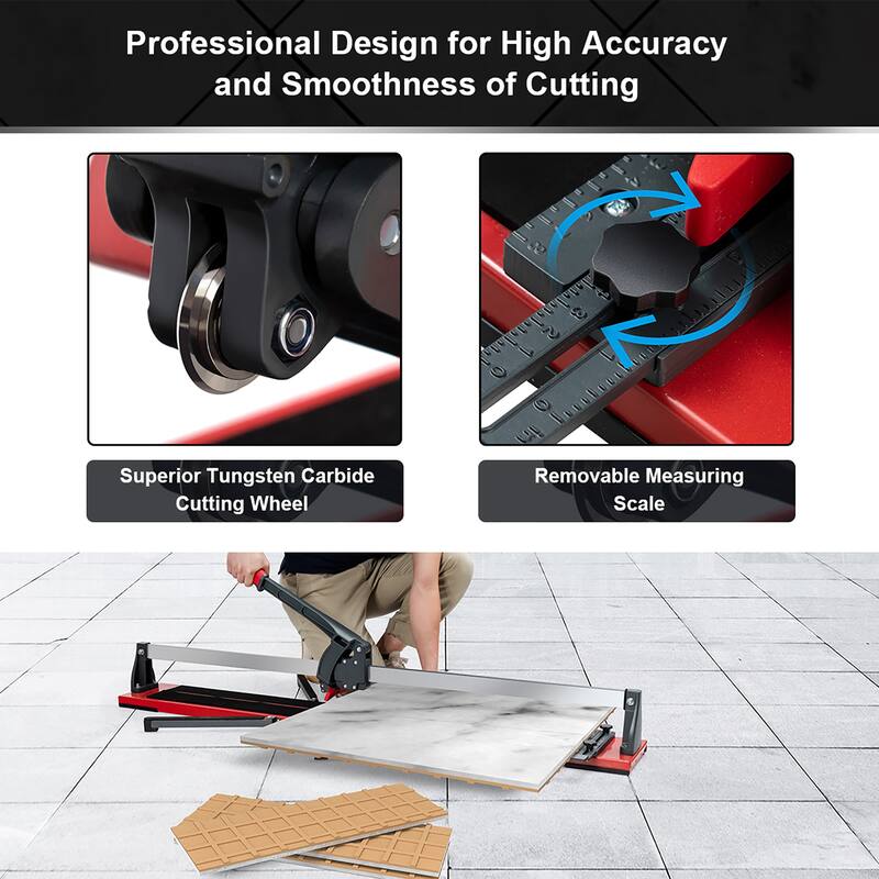 IronMax 48'' Manual Tile Cutter Porcelain Cutter Machine Tungsten - Black/Red - 56.5''x 9''x 9''(Lx Wx H)