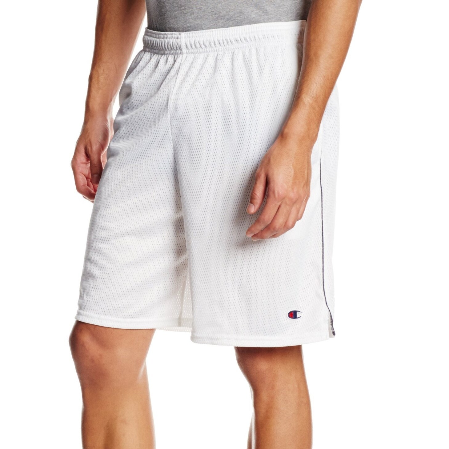 Shop Champion New White Mens Size Medium M Long Mesh Logo Athletic Shorts Overstock 19526791