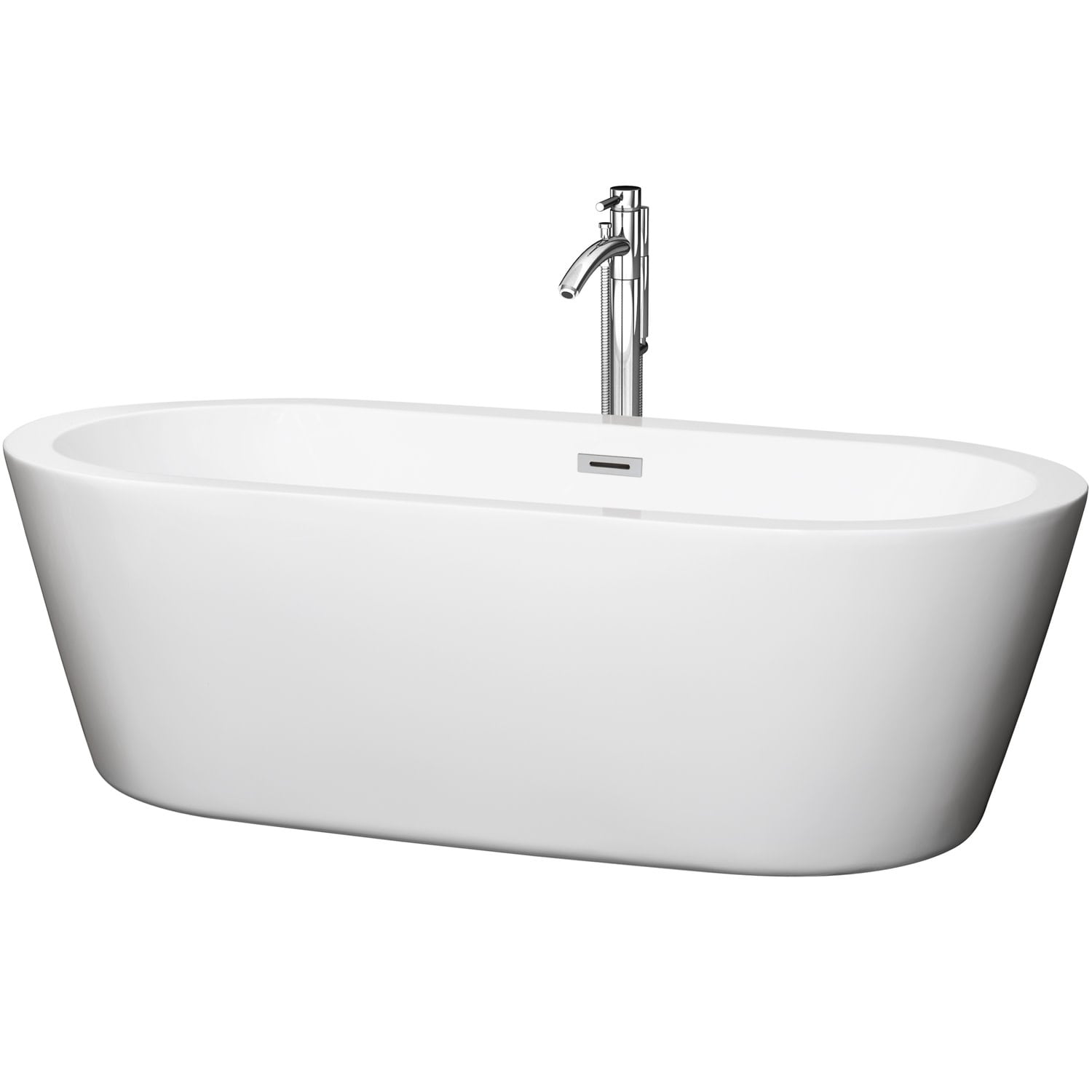 Wyndham Collection Mermaid 71" Free Standing Acrylic Soaking Tub with