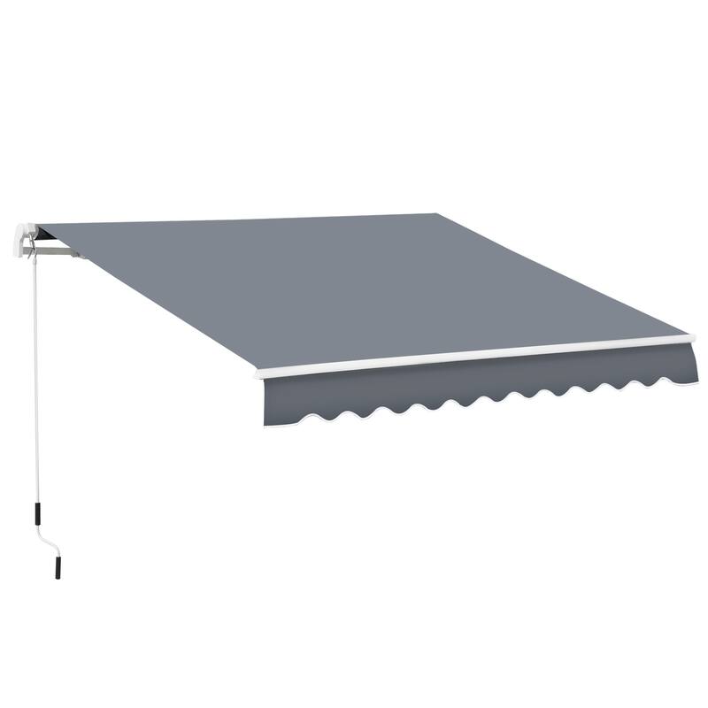 10' x 8' Retractable Awning, Sunshade Shelter w/Manual Crank Handle, UV & Water-Resistant Fabric and Aluminum Frame