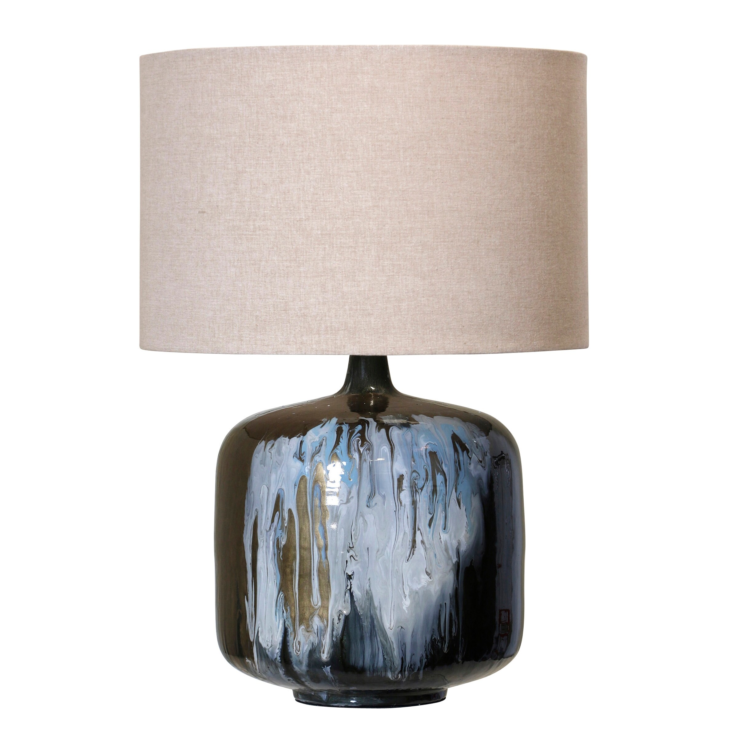 StyleCraft Ancient Water Enamel - Iron Table Lamp - Black - Beige Shade