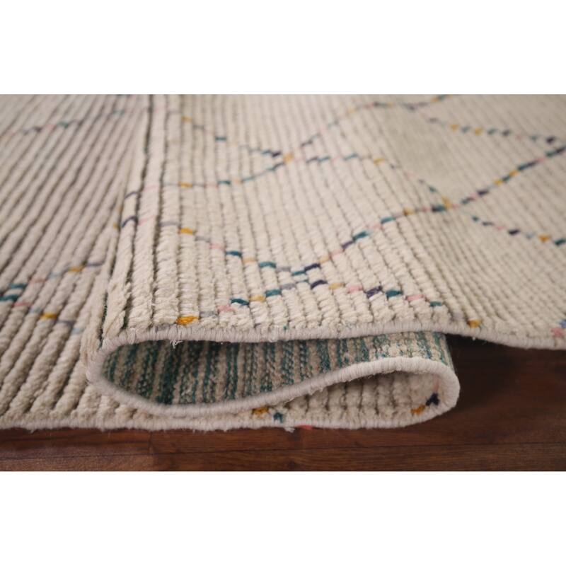 All-Over Trellis Moroccan Oriental Area Rug Hand-Knotted Wool Carpet - 5'11"x 9'5"