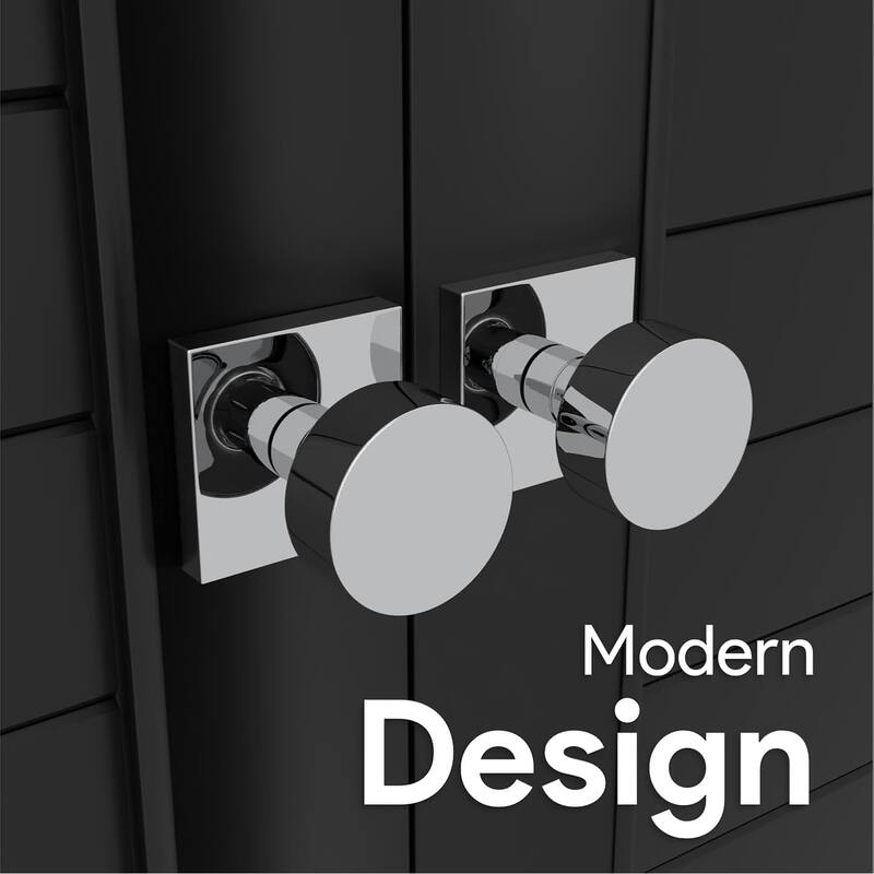 Mega Handles Modern Square Rosette Door Handle with Round Door Knob, Dummy Function, Easy Install for Closet, Hallway, Bedroom