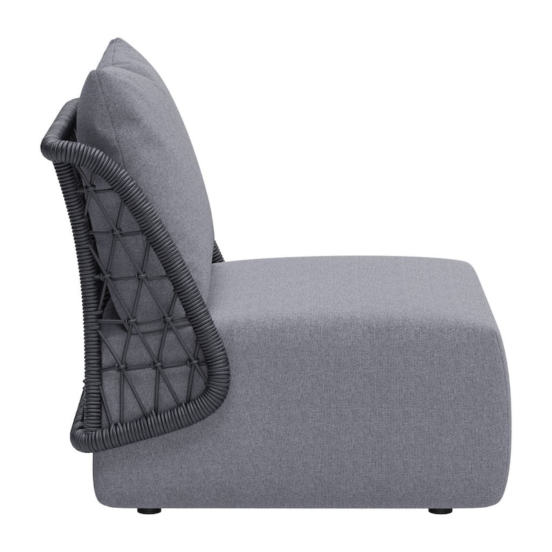 HomeRoots 33" Gray Outdoor Accent Chair with Gray Cushions