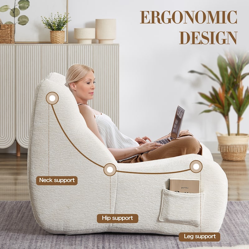 Oversized Bean Bag Chair for Adults with Armrests - Comfy Floor Lounger for Living Room or Bedroo