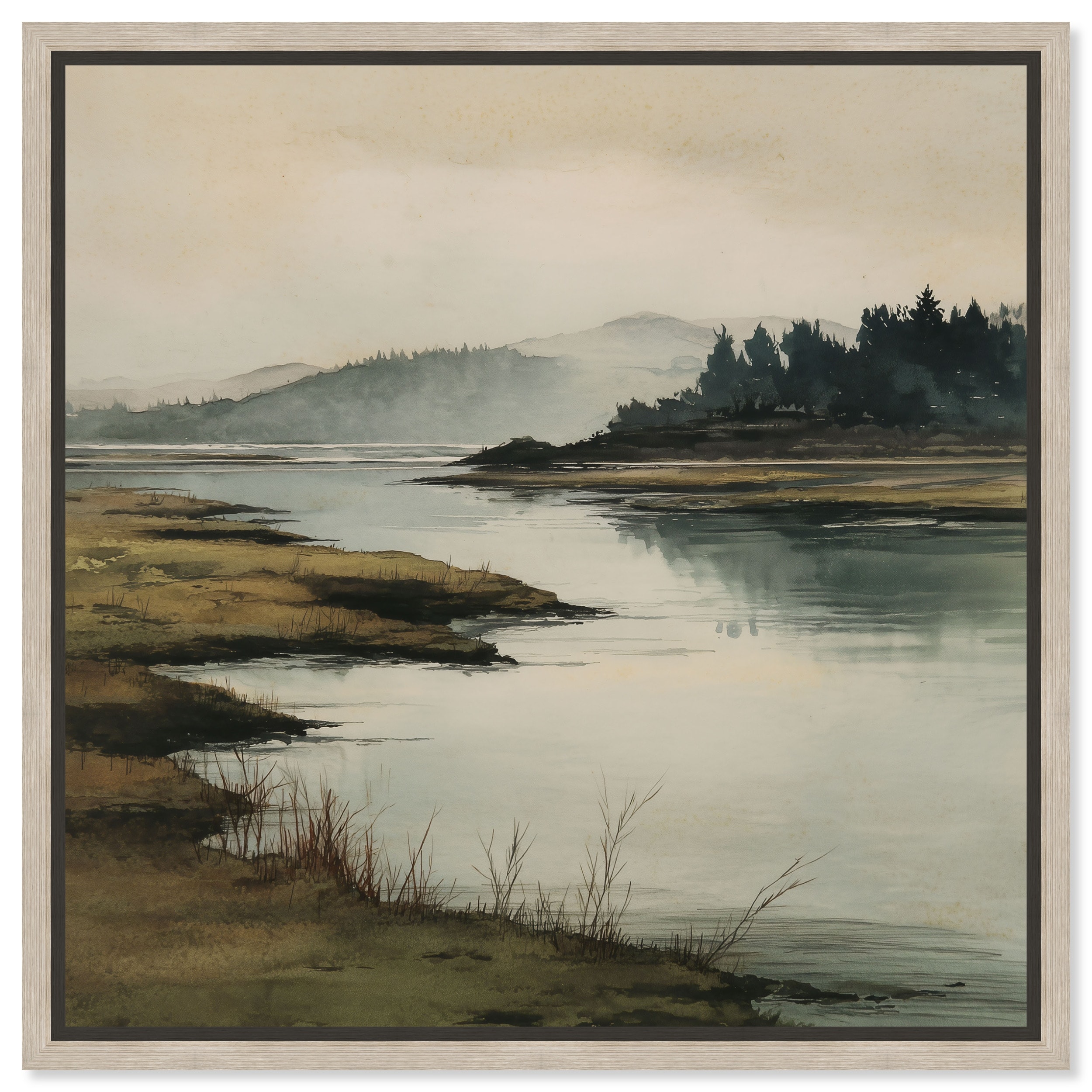 Hazy Highlands I Vintage Wall Art Framed Canvas Print by Art Remedy