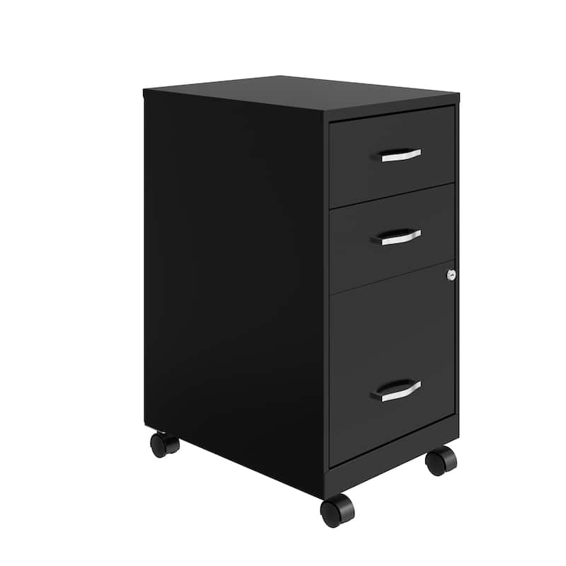 Space Solutions 18"Deep 3 Drawer Mobile Organizer Metal Cabinet, Black - Black - Letter