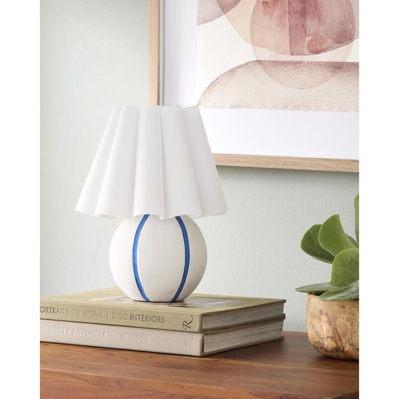 Livabliss Kinki Traditional Accent Table Lamp - 12"H x 10"W x 10"D - Blue/Cream