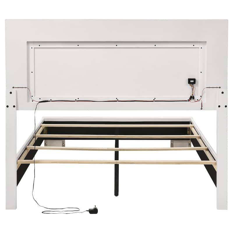Felicity Wood LED Panel Bed White High Gloss