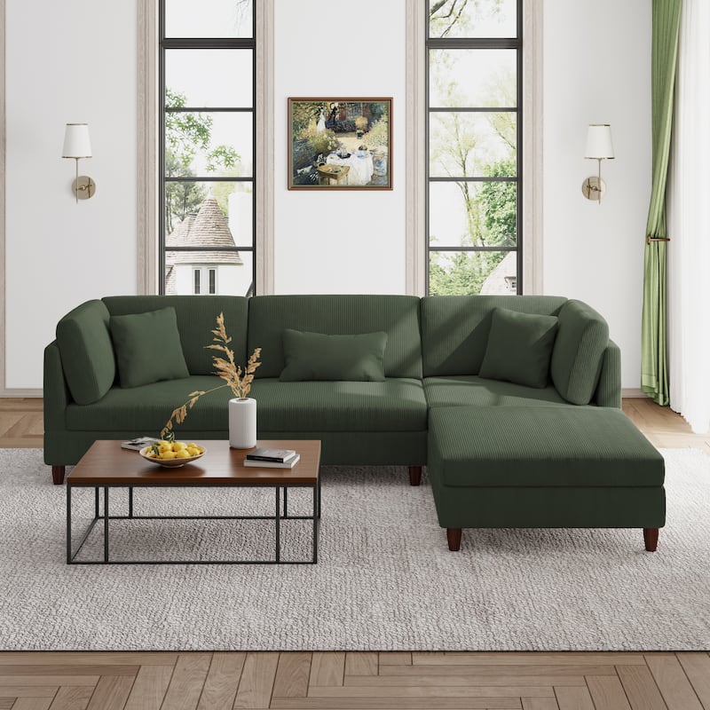 Modern Oversized Modular Corduroy Sectional Sofa Set