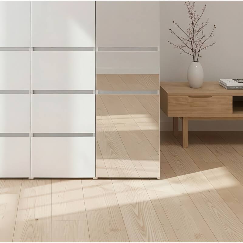 Elise Modular Wood Closet System with Mirror in White - 47.1"D x 17.72"W x 70.9"H