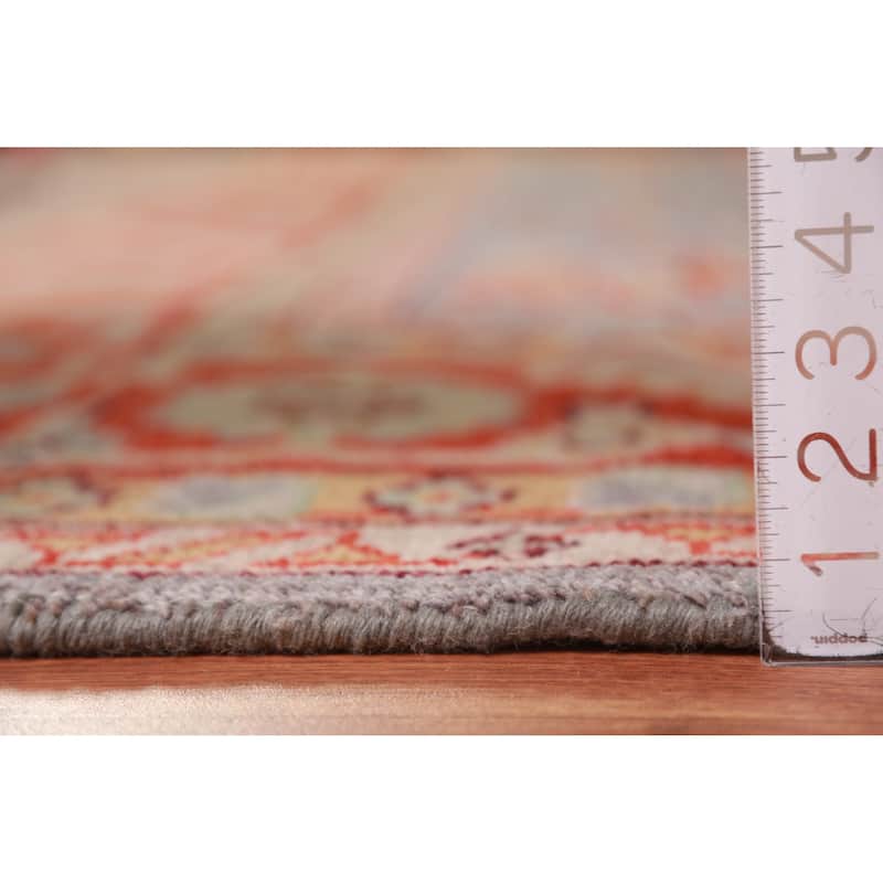 All-Over Gray Oushak Indian Large Rug Hand-Knotted Wool Carpet - 11'11" x 14'7"