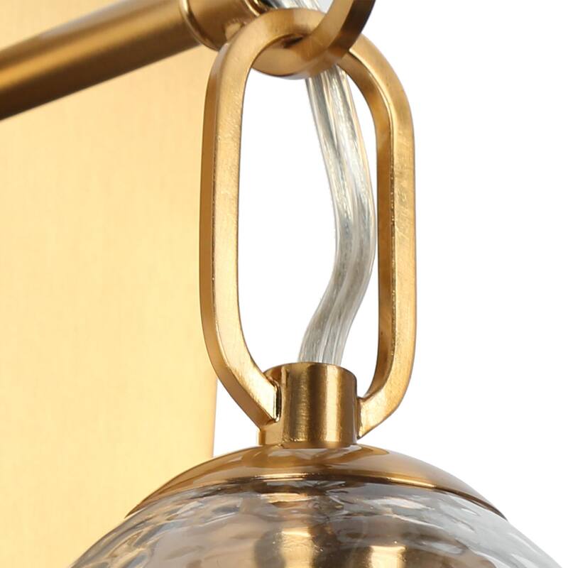 Bele Modern Gold 1-Light Wall Sconces Glass Vanity Light for Powder Room Bedroom - 5.1" W x 6.7" D x 9.4" H