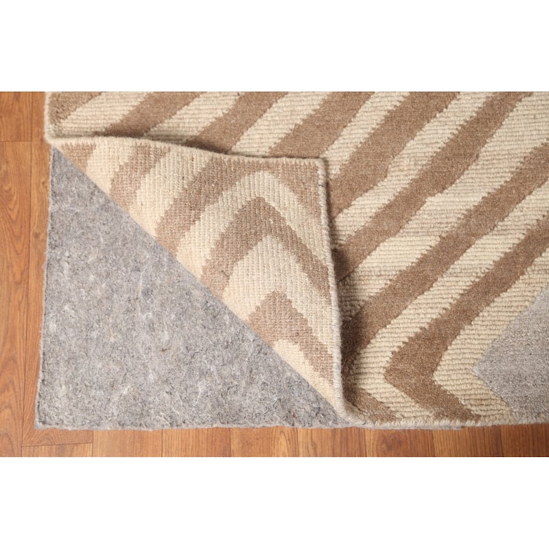 Geometric Modern Area Rug Hand-Knotted Oriental Wool Carpet - 8'11" x 11'8"