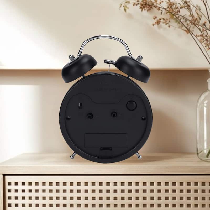 Old Fashioned Circle Loud Alarm Clock with Night Light Battery Operated for Heavy Sleepers Adults 6.7 x 3.9 x 2 inch