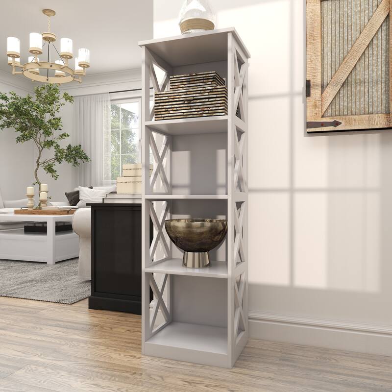 White Wooden 4 Shelves Shelving Unit
