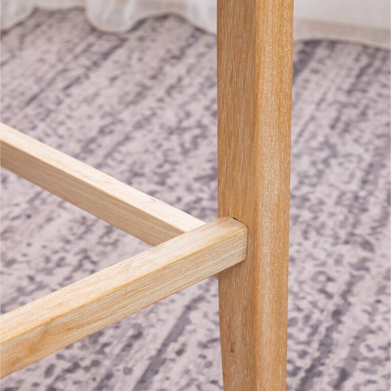 Counter Height Button Tufted Back Solid Wood Stools, Set Of 2