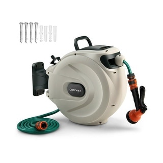Wall Mounted Retractable Garden Hose Reel with Hose Nozzle - 16 x 8 x  14(L x W x H) - On Sale - Bed Bath & Beyond - 36068229
