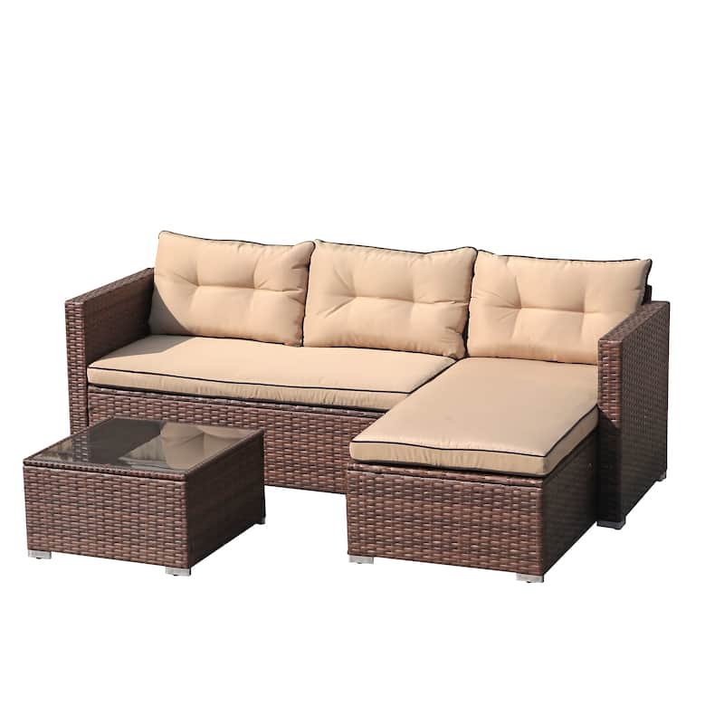 PE Wicker 3-piece Outdoor Sectional Set