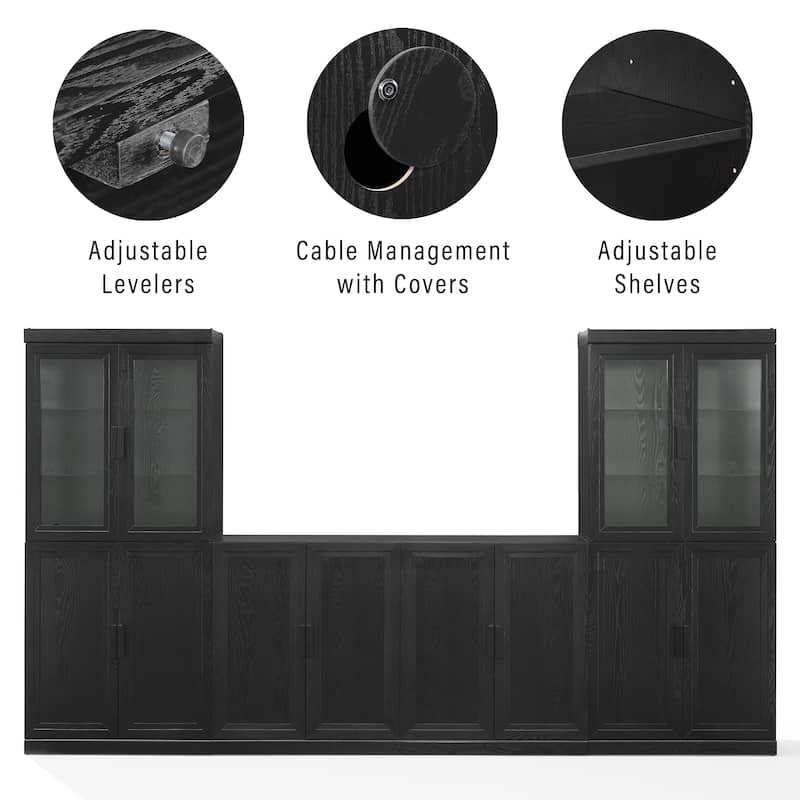 Crosley Essen 3-Piece Sideboard And Glass Door Pantry Set