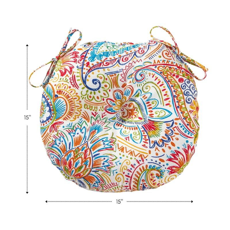 Painted Paisley 15-inch Round Outdoor Bistro Chair Cushion (Set of 4)
