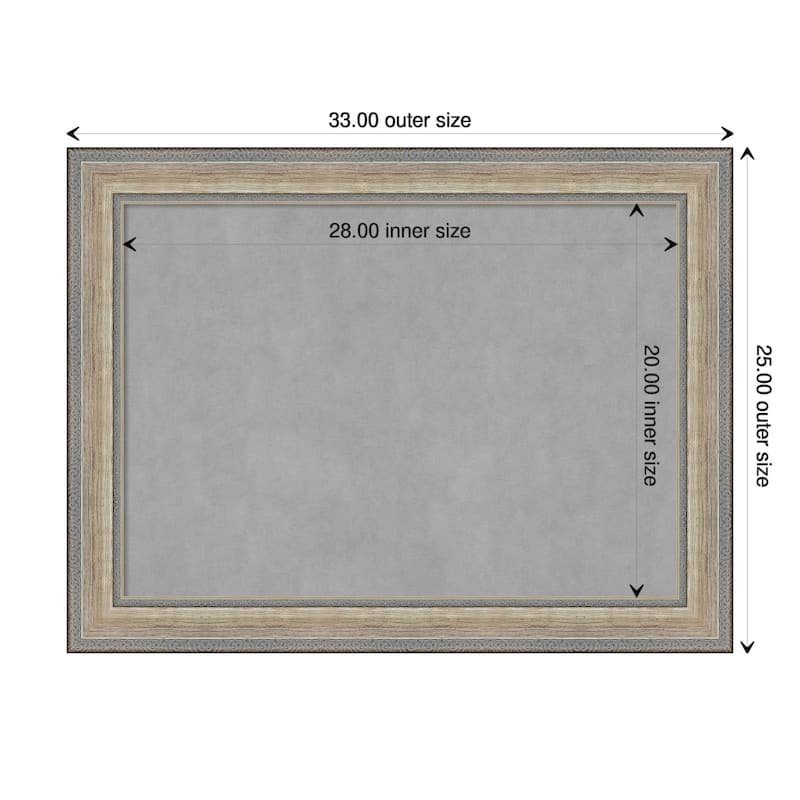 Amanti Art Fleur Champagne Silver Framed Magnetic Board - Board Size 28x20