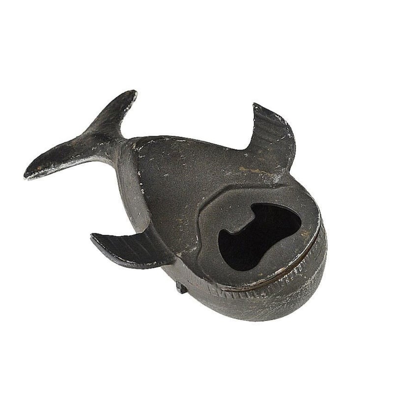 Sleek Grey-Black Pewter Whale Bottle Opener - 4.5” W x 2.75”D x 1.5”H