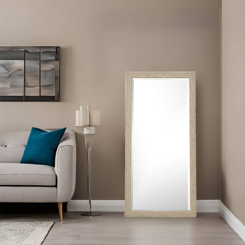 Rustic Full-Length Floor Mirror - 66" x 32" Rectangular Wood Frame Full Body Mirror for Living room, Bedroom