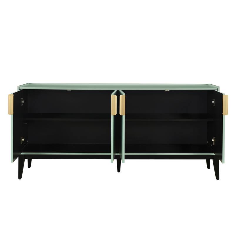 Modern Storage Wooden Cabinet with with 4 Doors and Adjustable Shelfs for Hallway, Entryway, Living Room