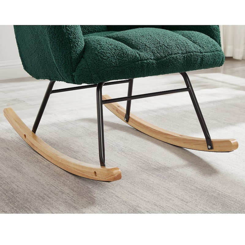 Roomfitters Modern Rocking Chair, Comfortable Nursery Glider with Solid Wood Base for Living Room Bedroom