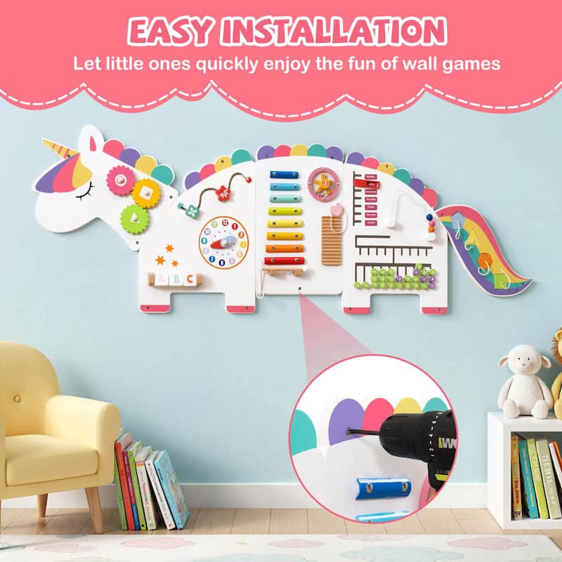 Costway 11-in-1 Unicorn Activity Wall Busy Board Panels for Education - See Details