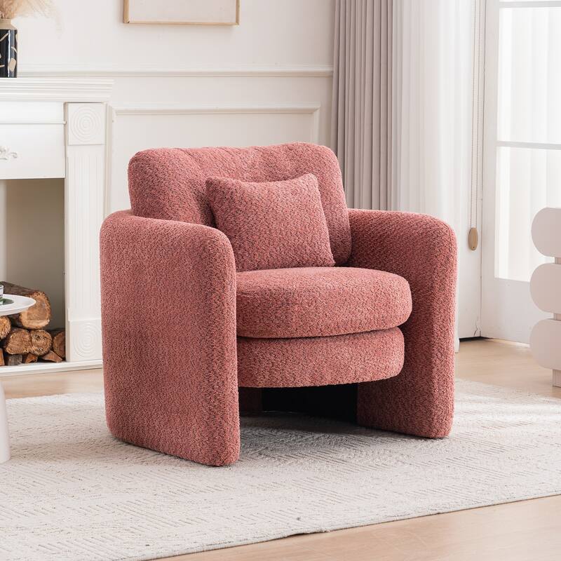 Rounded Corner Accent Chair Lounge Chair, Single Sofa Chair Armchair for Living Room - Red
