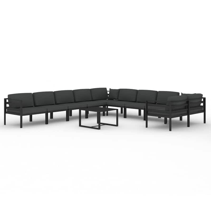 vidaXL Patio Lounge Set with Cushions Aluminum - 27.6" x 27.6" x 25.4"